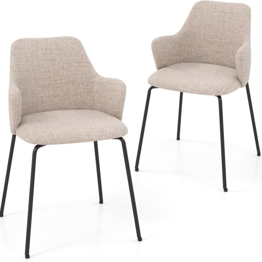 Corenia Eetkamerstoelen – Stoelen – Kuipstoelen – Keukenstoelen – Gestoffeerde Stoelen – Wit – Ergonomisch Gebogen Rugleuning – Stevig Metalen Frame Tot 150 Kg