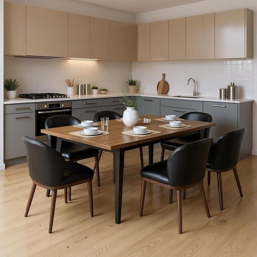 Corenia Eetkamerstoelen – Stoelen – Kuipstoelen – Keukenstoelen – Restaurantstoelen – Set van 6 – Ergonomische Rugleuning – Houten Poten 120 kg Draagkracht