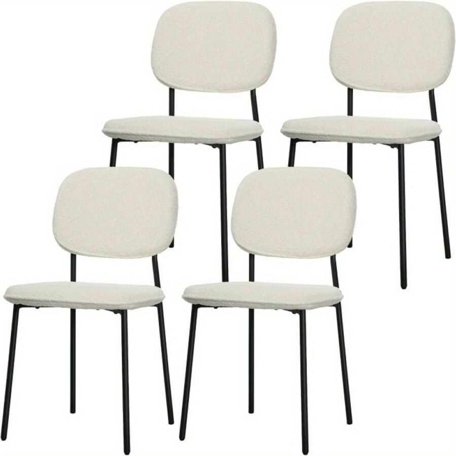 Corenia Eetkamerstoelen – Stoelen – Kuipstoelen – Keukenstoelen – Woonkamerstoelen – Set van 4 – Fluwelen Bekleding – Met Stalen Poten – Wit