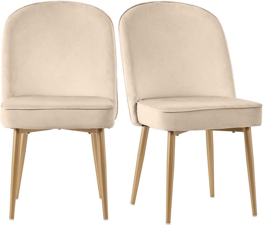 Corenia Eetkamerstoelen – Stoelen – Kuipstoelen – Meubels – Set Van 2 – Modern Beige Velvet – Gouden Metalen Poten – Comfortabel & Stijlvol