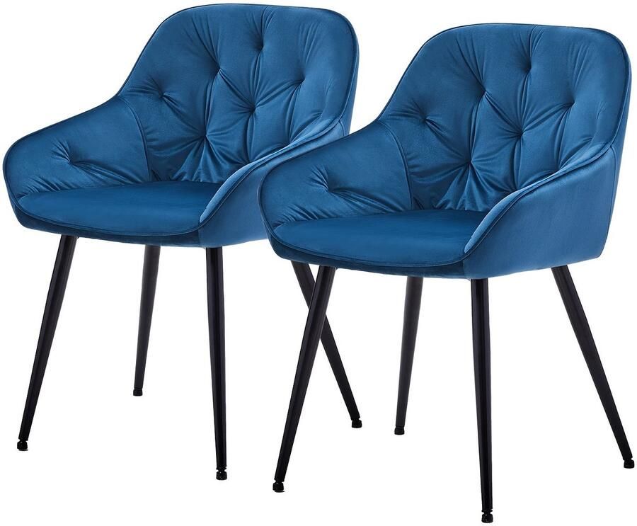 Corenia Eetkamerstoelen – Stoelen – Kuipstoelen – Woonkamerstoelen – Keukenstoelen – Velvet Bekleding – Met Armleuningen – Metalen Onderstel – Set van 2