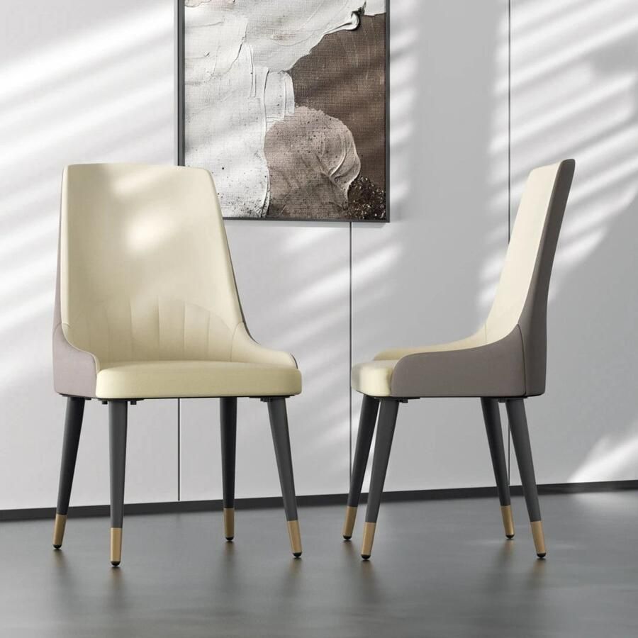 Corenia Eetkamerstoelen – Stoelen Met Armleuningen – Moderne Stoelen – Kunstleren Stoelen – Ergonomisch Ontwerp – Veerkrachtig Schuim – Metalen Poot