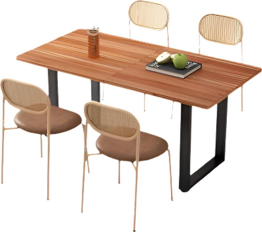 Corenia Eetkamerstoelen – Stoelen – Rattan Stoelen – Metalen Poten – Set Van 4 – Ergonomisch Ontwerp – PU Zitting Bruin