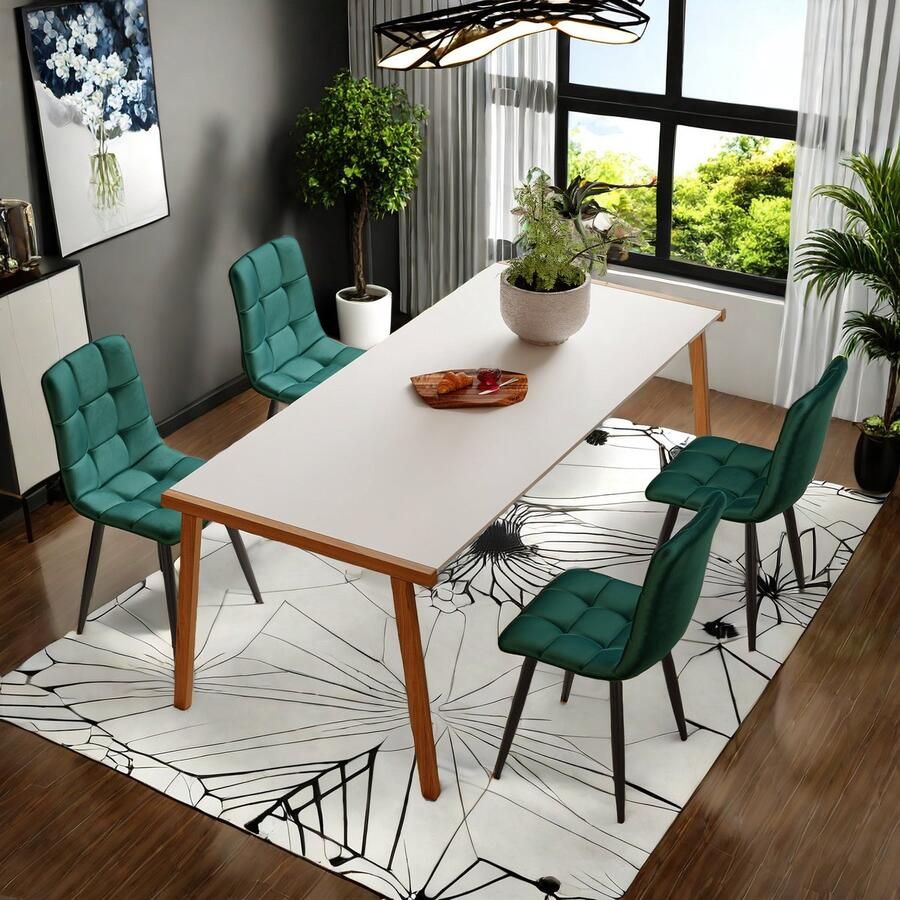 Corenia Eetkamerstoelen – Stoelen – Kuipstoelen – Keukenstoelen – Woonkamerstoelen – Velvet Bekleding – Metalen Poten – 44 cm Zitting – Puntig Design