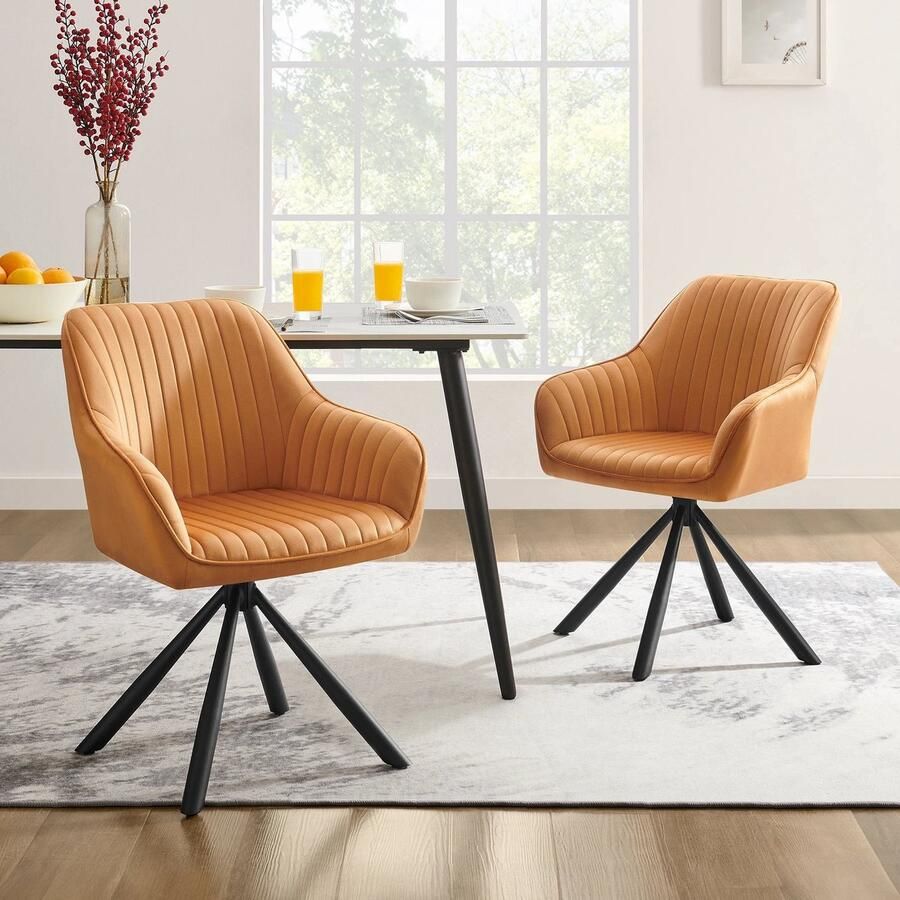 Corenia Eetkamerstoelen – Stoelen – Velours Stoelen – Caramel Stoelen – Comfortabele Zitting – Ergonomische Rugleuning