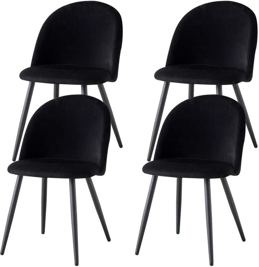 Corenia Eetkamerstoelen – Stoelen – Velvet Stoelen – Zwarte Stoelen – Comfortabel – Verchroomd Metalen Onderstel – 120 Kg Draagkracht