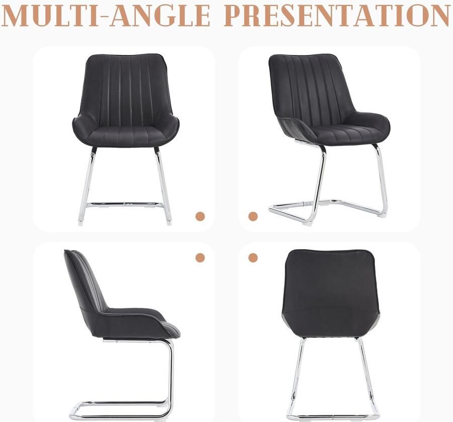 Corenia Eetkamerstoelen – Stoelen – Zitmeubels – Zwarte Stoelen – Comfortabele Foamvulling – Metalen Frame 40 x 67 x 81 cm Zwart