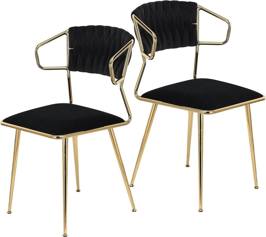 Corenia Eetkamerstoelen – Velvet Eetkamerstoelen – Fluwelen Stoelen – Design Stoelen – Luxe Stoelen – Ergonomisch Comfort – Metalen Poot Stabiel 39 x 50 x 77 cm Zwart