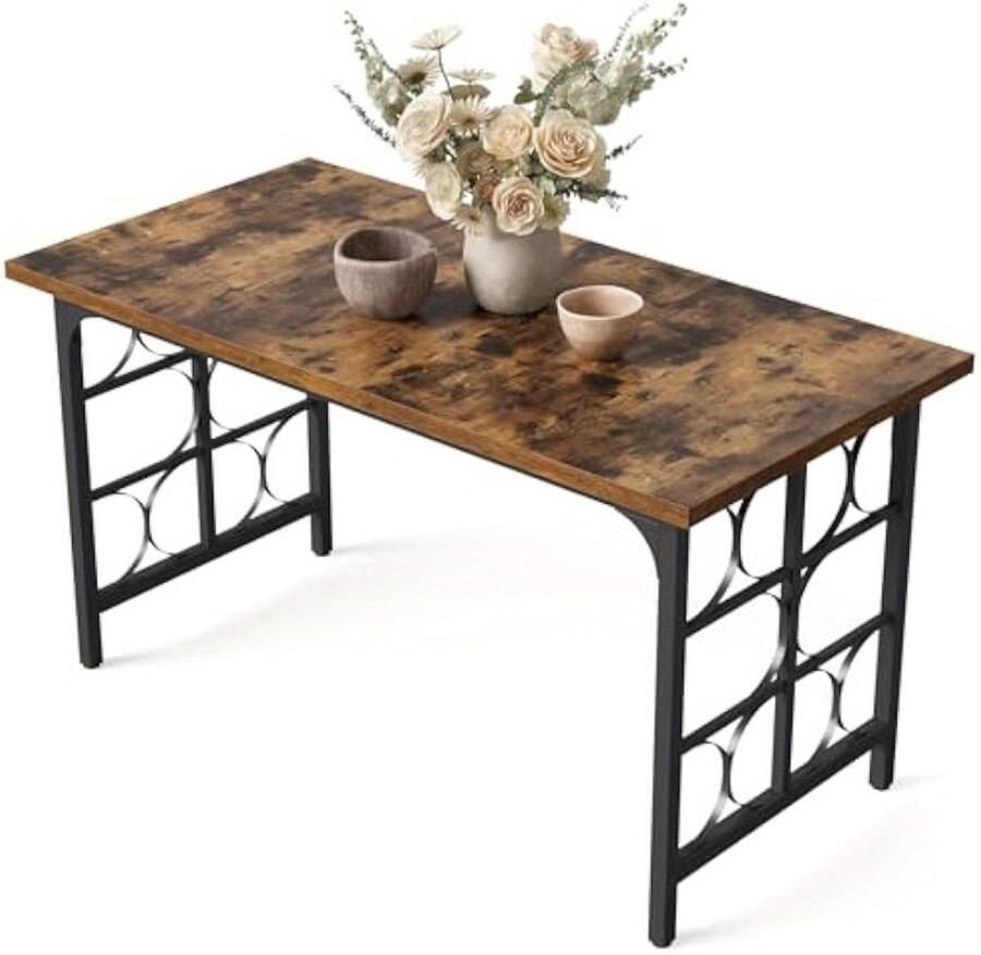 Corenia Eettafel – Eetkamertafel – Keukentafel – Tafel – Dinertafel – Industrieel Design – 138 9 cm – MDF & Spaanplaat – Snel te Monteren – Bruin – Stevig & Duurzaam