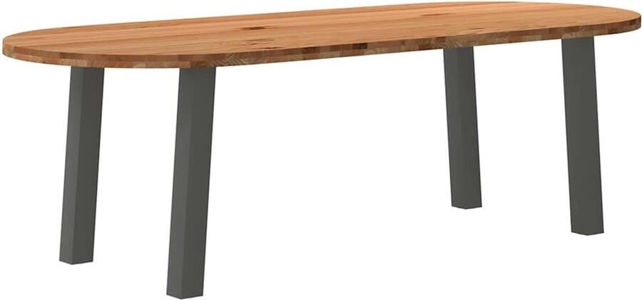 Corenia Eettafel – eetkamertafel – tafel – massief houten tafel – robuuste tafel – Massief Eikenhout – 240x100x74 cm – Stevige Stalen Poten Anthraciet