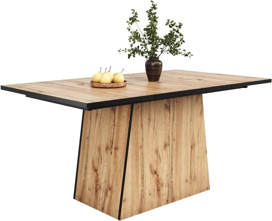Corenia Eettafel – Keukentafel – Tafel – Barmeubel – Bamboetafel – Rechthoekig – Natuurlijk Bamboe – Stevig Zwart A-Frame Onderstel