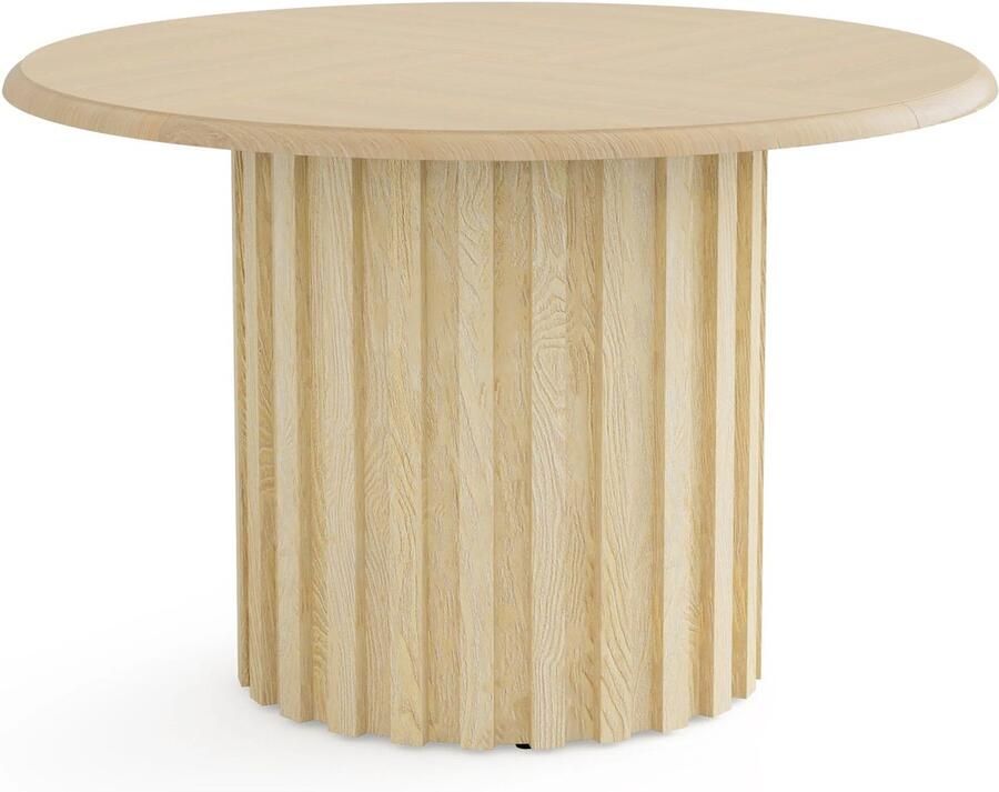 Corenia Eettafel – Ronde Tafel – Eettafel 110 Cm – Compacte Eettafel – Houtplaatmateriaal – Metalen Voet – 4 Tot 6 Personen 110 x 110 x 75 cm Natuurlijk Hout