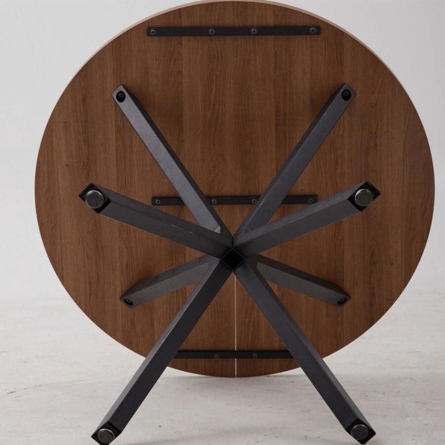 Corenia Eettafel – Ronde Tafel – Keukentafel – Woonkamertafel – Tafel – 100 cm – Beukenhout Licht – Zwarte Metalen Poten