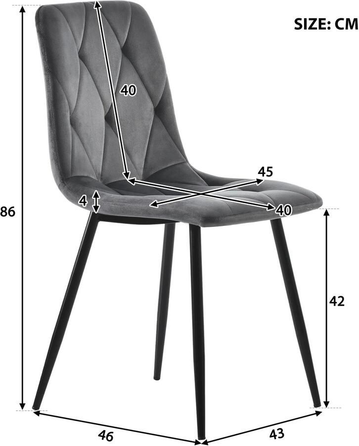 Corenia Eettafel Set – Eettafel Met Stoelen – Tafel En Stoelen – Velours Stoelen – Ruimtebesparend – Draagkracht 150 Kg Zwart