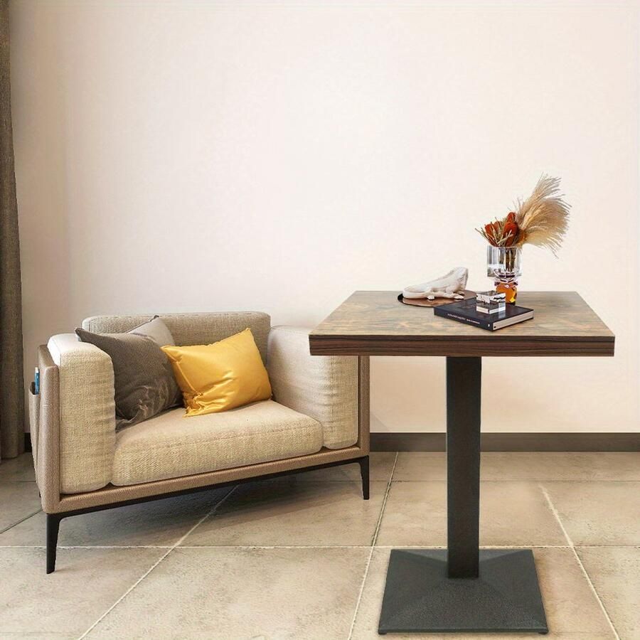 Corenia Eettafel – Tafel – Bijzettafel – Werktafel – Vierkante Tafel – Houtkleur – Enkele Poot – Compact 60x60x75 cm