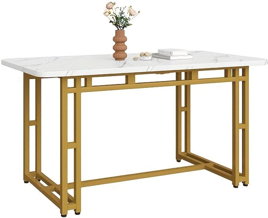 Corenia Eettafel – Tafel – Dinertafel – Keukentafel – Minimalistische Tafel – Wit Metalen Frame – Strak Industrieel Design