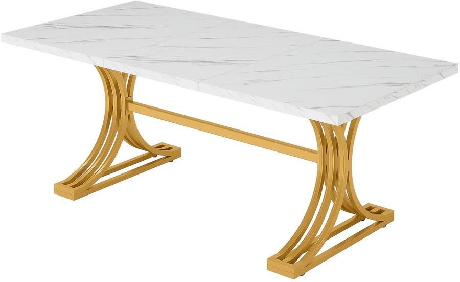 Corenia Eettafel – Tafel Dining – Grote Eettafel – Eetkamertafel – Tafel Cuisine – 160 cm Rechthoekig – MDF Blad & Metalen Poten – Geschikt Voor 4-6 Personen
