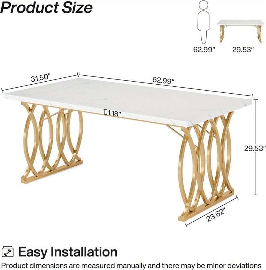 Corenia Eettafel – Tafel – Eetkamertafel – Keukentafel – Dinertafel – 160 cm – Faux Marmeren Blad – Geometrische Houten Poten