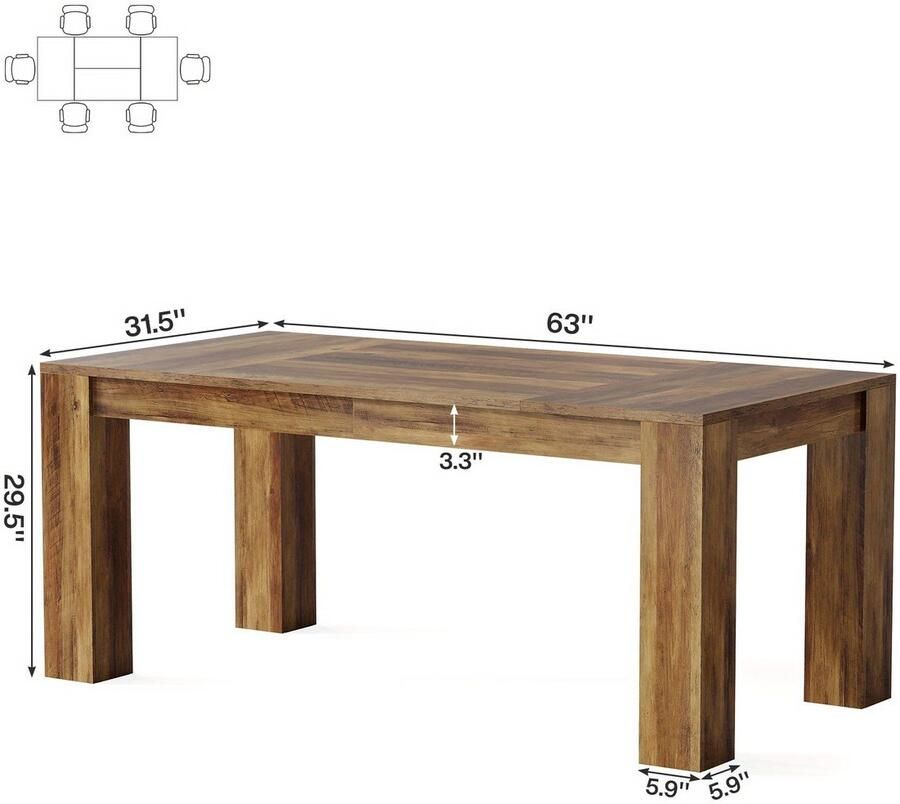 Corenia Eettafel – Tafel – Eetkamertafel – Keukentafel – Tafelblad – Rustiek-Modern – 160x80 cm – Massief Hout & Spaanplaat – Krasbestendig – Stevige Poten