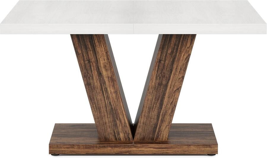 Corenia Eettafel – Tafel – Houten Tafel – Eettafel 4 Personen – Modern – Duurzaam Houten Tafelblad – Compact Formaat 120 x 80 x 75.9 cm Wit