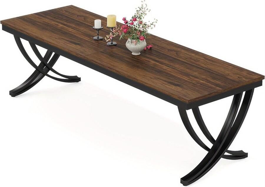 Corenia Eettafel – Tafel – Keukentafel – Dinertafel – Werktafel – 198 cm Lang – Krasbestendig Massief Houten Blad – Stevige Metalen Poten