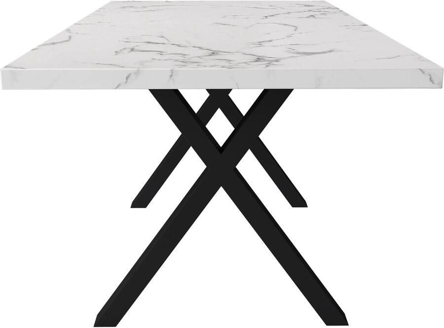 Corenia Eettafel – Tafel – Salontafel – Eetkamertafel – Moderne Tafel – Stalen Frame – Marmeren MDF-Blad
