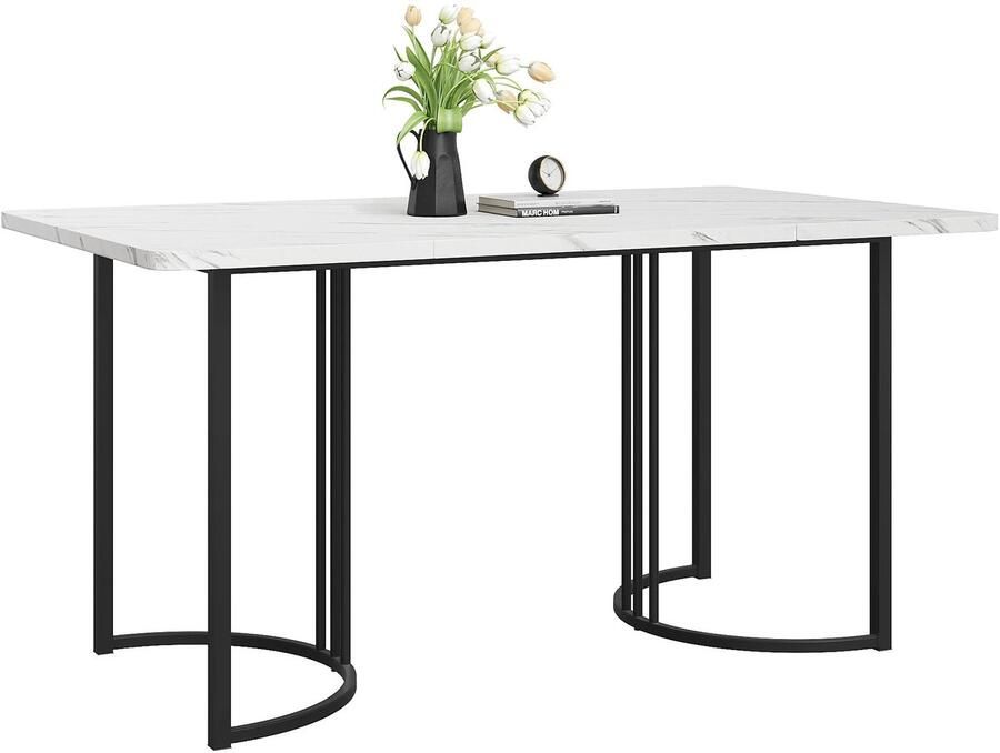 Corenia Eettafel – Tafel – Werktafel – Keukentafel – Moderne Eettafel – Marmerlook Blad – Verstelbare Poten