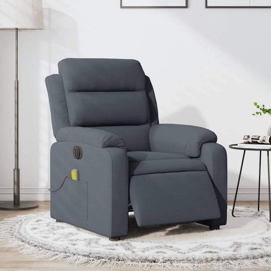 Corenia Elektrisch Verstelbare Fauteuil – Relaxstoel – Leunstoel – Zitstoel – Loungestoel – Donkergrijs – 6-Punts Massagefunctie – Fluweelstof Comfort