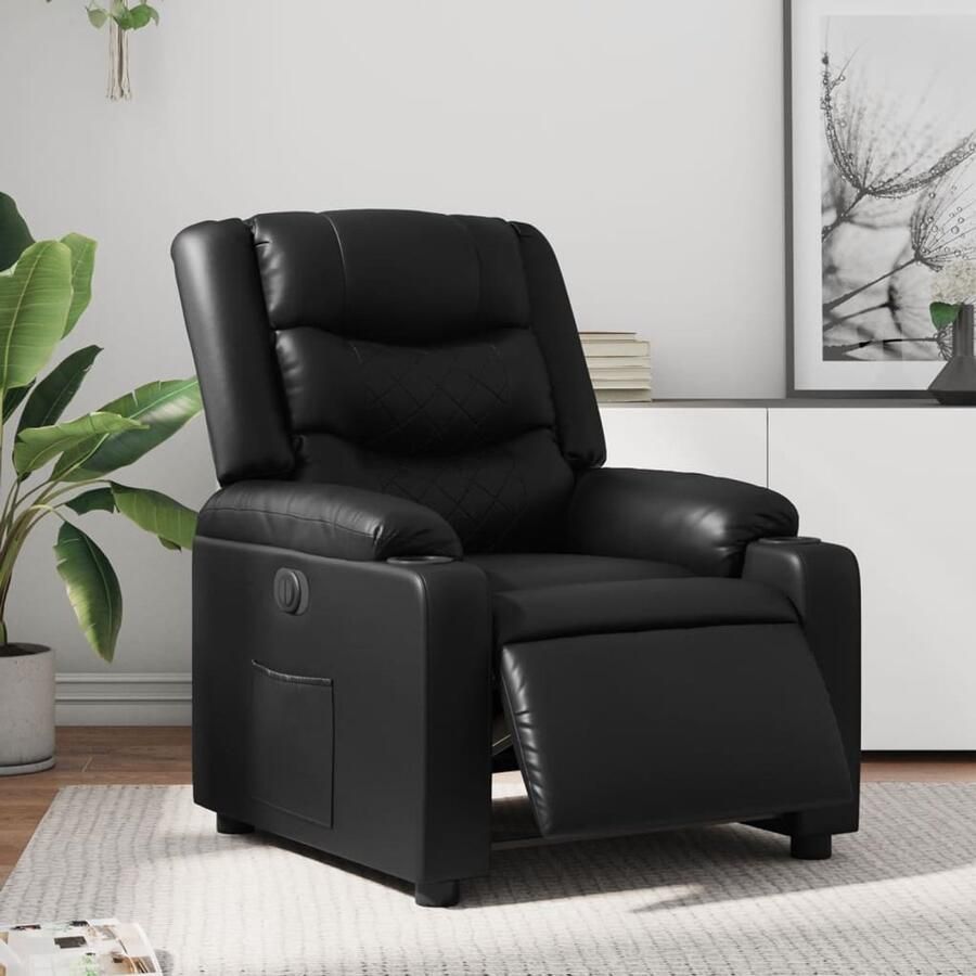 Corenia Elektrisch Verstelbare Relaxstoel – Elektrische Fauteuil – Relax Fauteuil – Verstelbare Stoel – Elektrische Loungestoel – Zwart Kunstleer – Verstelbaar Tot 135 Graden