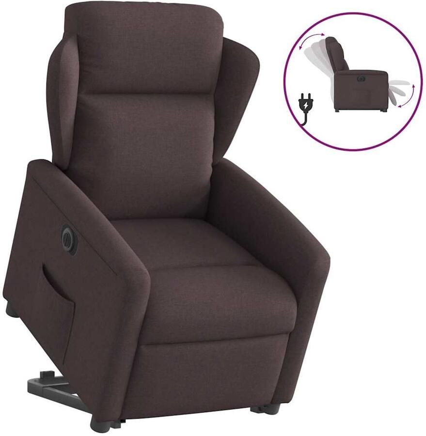 Corenia Elektrisch Verstelbare Sta-op Fauteuil – Relaxstoel – Senior Fauteuil – Opsta Stoel – Verstelbare Stoel – Elektrische Sta-op Functie – Ademend Stoffen Bekleding Donkerbruin