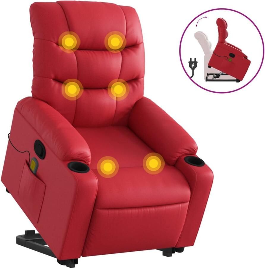 Corenia Elektrisch Verstelbare Sta-op Stoel – Sta Op Fauteuil – Opsta Stoel – Relaxstoel – Elektrische Relaxfauteuil – Vibratiemassage – Verstelbare Rugleuning – Rood