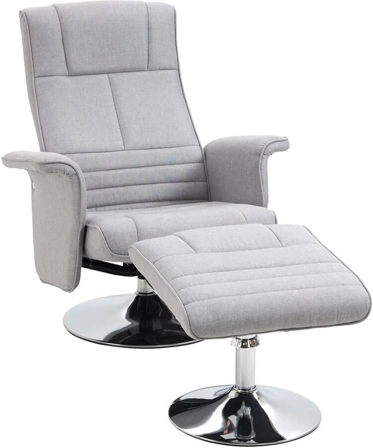 Corenia Elektrische Ontspanningsstoel – Relaxstoel – Massagestoel – Draaibare Stoel – Voetenbank – Verstelbare Rugleuning – Ademend Linnen