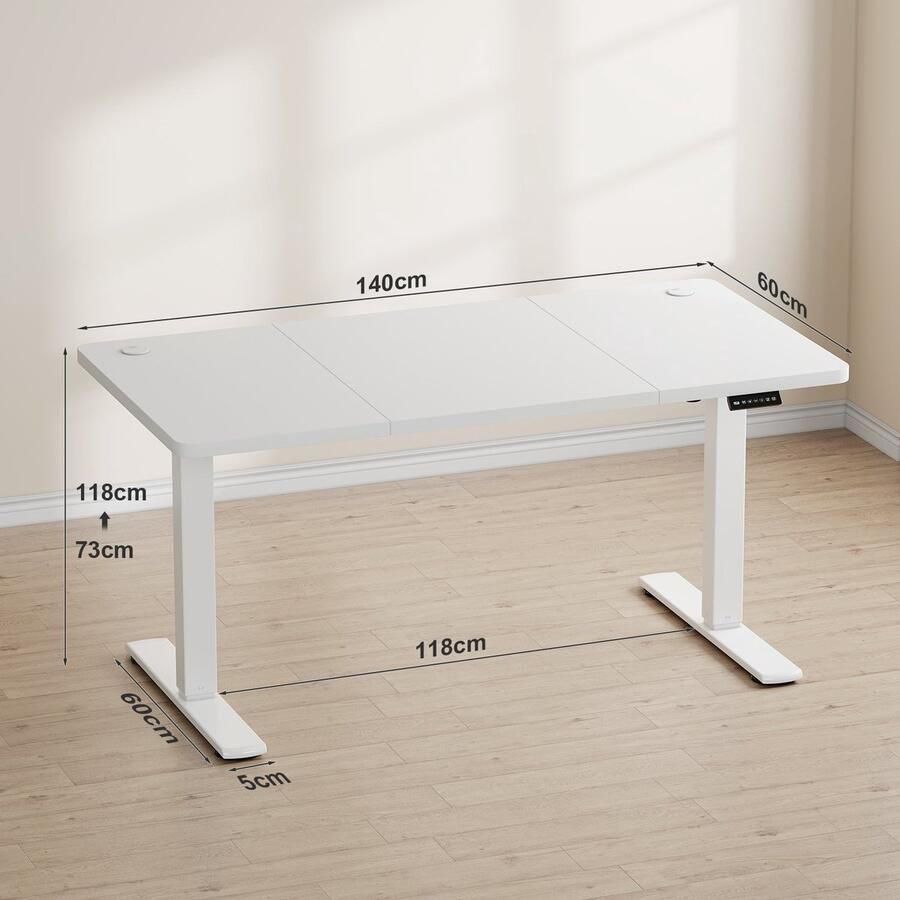 Corenia Ergonomisch Zit-Sta Bureau – Verstelbaar Bureau – Sta Bureau – Thuiswerk Bureau – Gaming Bureau – 140 cm – Roestvrij Stalen Frame – Handmatig Verstelbaar Zonder Stroom