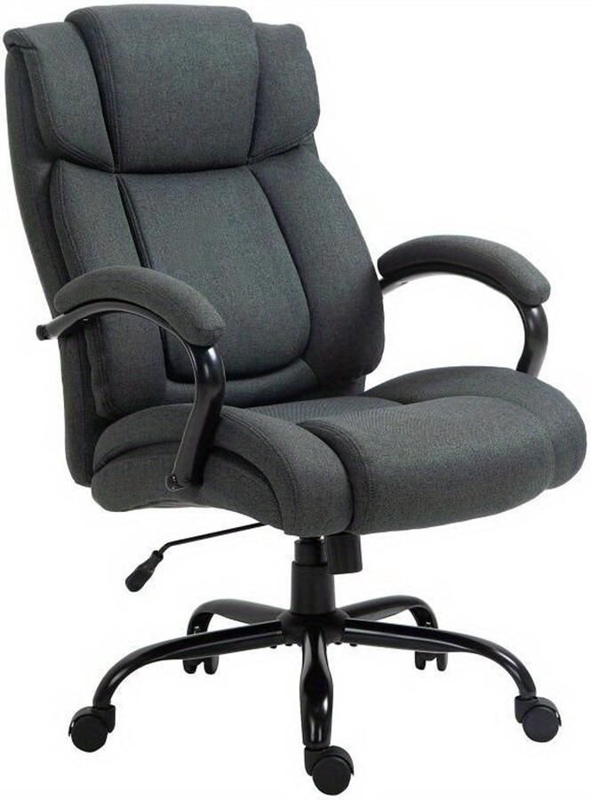 Corenia Ergonomische Bureaustoel – Bureaustoel Met Armleuning – Draaistoel – Office Chair – Werkstoel – Verstelbare Hoogte – 360° Draaibaar – Stevige 5-Wielbasis – Duurzaam Vinyl – Grijs