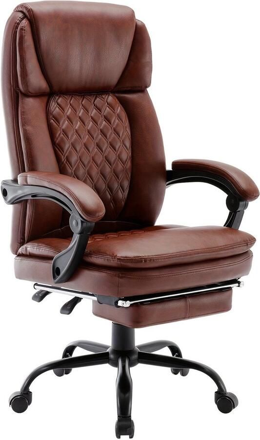 Corenia Ergonomische Bureaustoel – Bureaustoel Met Voetensteun – Kantoorstoel – Bureaustoel Met Hoge Rugleuning – Comfortstoel – Kunstleer – Memory Foam Zitting – 360° Draaibaar