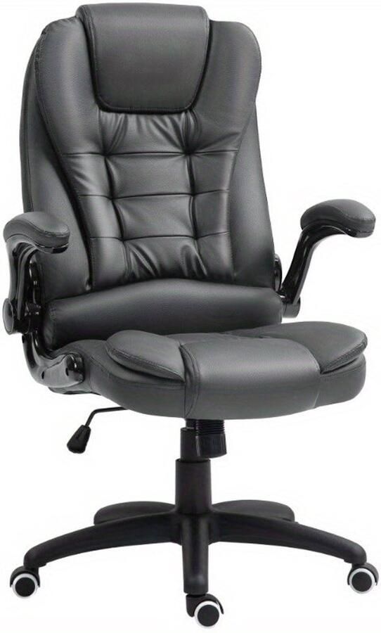 Corenia Ergonomische Bureaustoel – Bureaustoel Office Chair – Werkstoel – Draaistoel – Thuiswerkstoel – Verstelbare Zithoogte & Kantelfunctie – Kunstleren Bekleding Donkergrijs