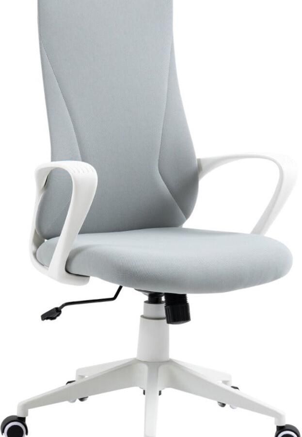 Corenia Ergonomische Bureaustoel – Bureaustoel Werkstoel – Draaistoel – Computerstoel – Thuiswerkstoel – Verstelbare Hoogte – Rockerfunctie – Lichtgrijze Stof – Roestvrijstalen Frame – 360° Draaibare Zitting