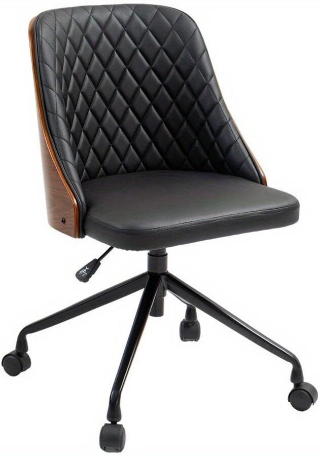 Corenia Ergonomische Bureaustoel – Bureaustoel Zonder Armleuningen – Werkstoel – Kantoorstoel – Compacte Stoel – Zwarte Stoel – Handmatige Verstelling – Vijfwielbasis – Ruimtebesparend – Onderhoudsvriendelijk