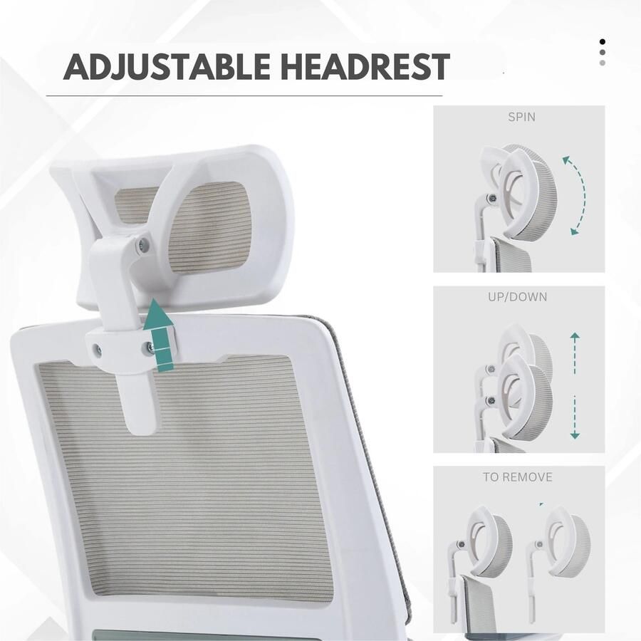 Corenia Ergonomische Bureaustoel Bureaustoelen Gamestoel Voor Volwassenen Kantoorstoel Verstelbare Bureaustoel 58X61X102-119 Cm Bureau Stoel Gaming Verstelbaar Draaibaar Mesh-stof Grijs