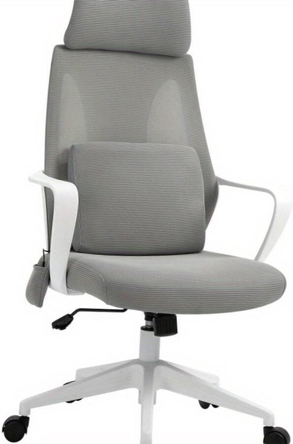 Corenia Ergonomische Bureaustoel – Comfortstoel – Kantoorstoel – Studiebureaustoel – Draaistoel – Grijs – 5-Punt Massagefunctie – Verstelbare Zithoogte