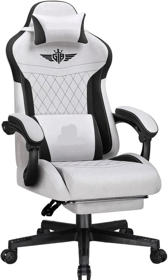 Corenia Ergonomische Bureaustoel – Gamingstoel – Kantoorbureau Stoel – Comfortabele Stoel – Verstelbare Rugleuning – Ademend Stof – Voetensteun Grijs