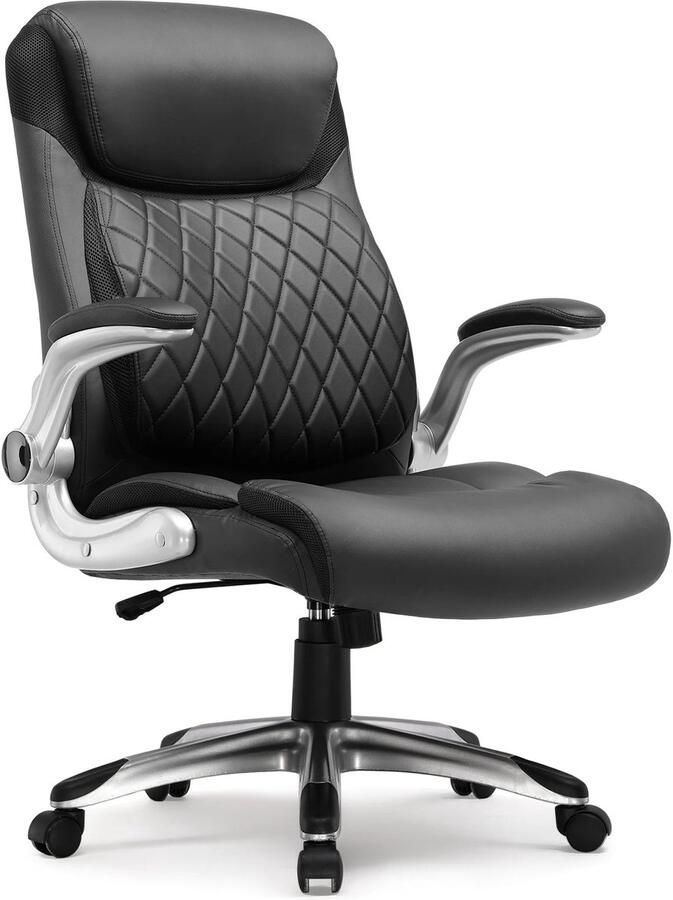 Corenia Ergonomische Bureaustoel – Kantoorstoel – Werkstoel – Bureaustoel Met Armleuningen – S-Vormig Rugpaneel – Draagvermogen 136 Kg – 360 Graden Draaibaar 52 x 54 x 118 cm Zwart