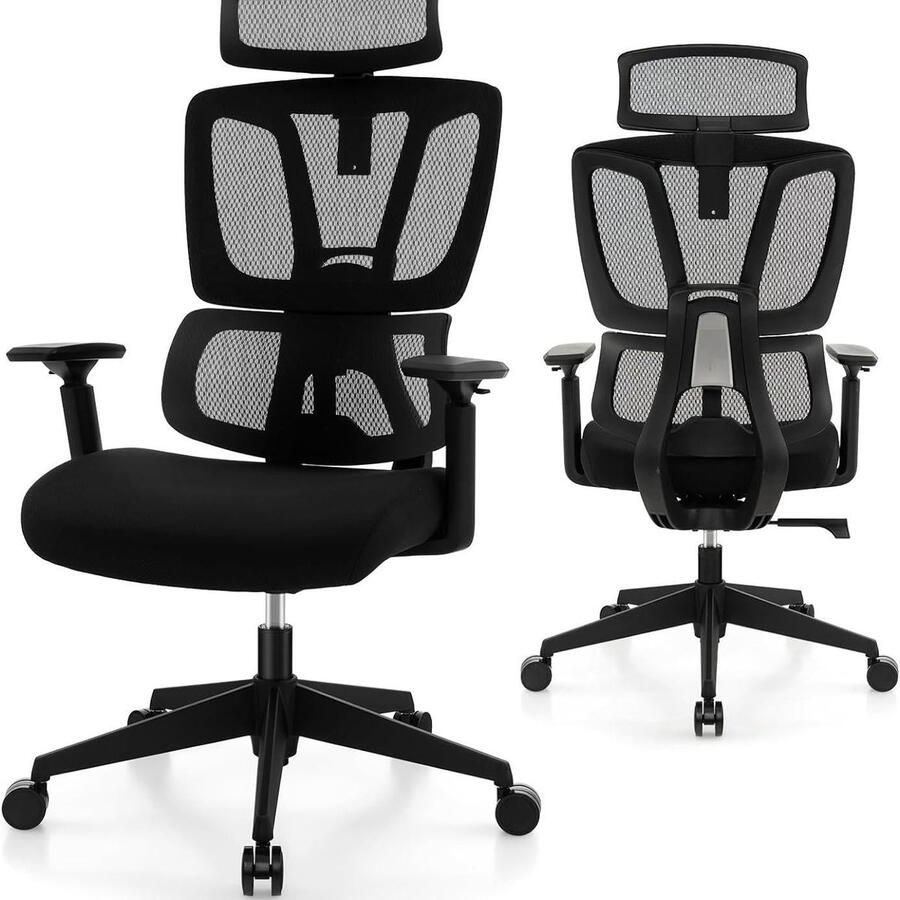 Corenia Ergonomische Bureaustoel – Kantoorstoel – Werkstoel – Draaistoel – Bureaustoel Verstelbaar – Lordose Ondersteuning – Verstelbare Hoofdsteun – 160 Kg Draagvermogen