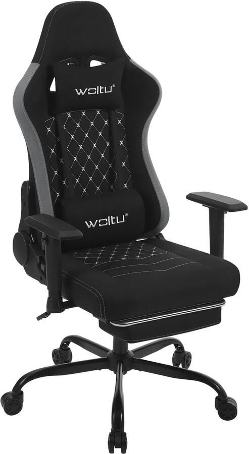Corenia Ergonomische Gamingstoel – Bureaustoel – Computerstoel – Game Chair – Office Chair – Massagefunctie – Verstelbare Rugleuning 90-155° Zwart-Grijs