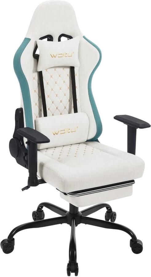 Corenia Ergonomische Gamingstoel – Bureaustoel – Computerstoel – Office Chair – Gamer Chair – Massagefunctie – Verstelbare Rugleuning – Wit