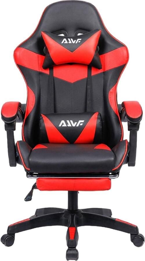 Corenia Ergonomische Gamingstoel – Bureaustoel – Gamerstoel – Draaistoel – Werkstoel – Met Verstelbare Voetensteun – Roestvrijstalen Frame – Rood