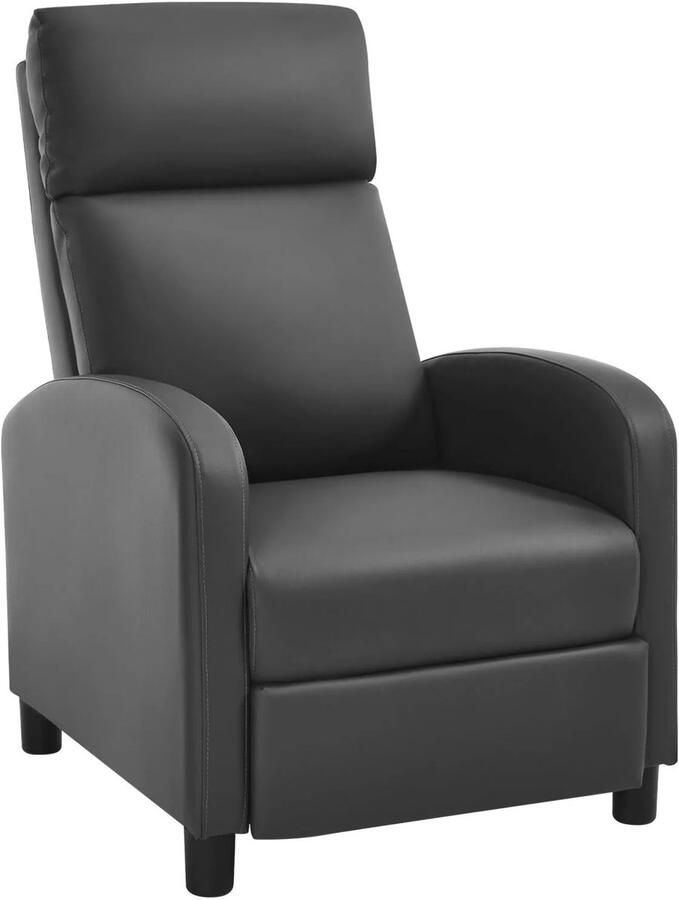 Corenia Ergonomische Relaxstoel Fauteuil Ligbed Schommelstoel Donkergrijs Leer Relaxfauteuil Verstelbare Lounge Chair voor Woonkamer & Slaapkamer