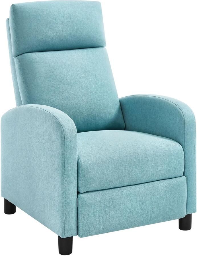 Corenia Ergonomische Relaxstoel Fauteuil Ligbed Verstelbare Lounge Chair voor Woonkamer & Slaapkamer Blauw Linnen Schommelstoel Relaxfauteuil