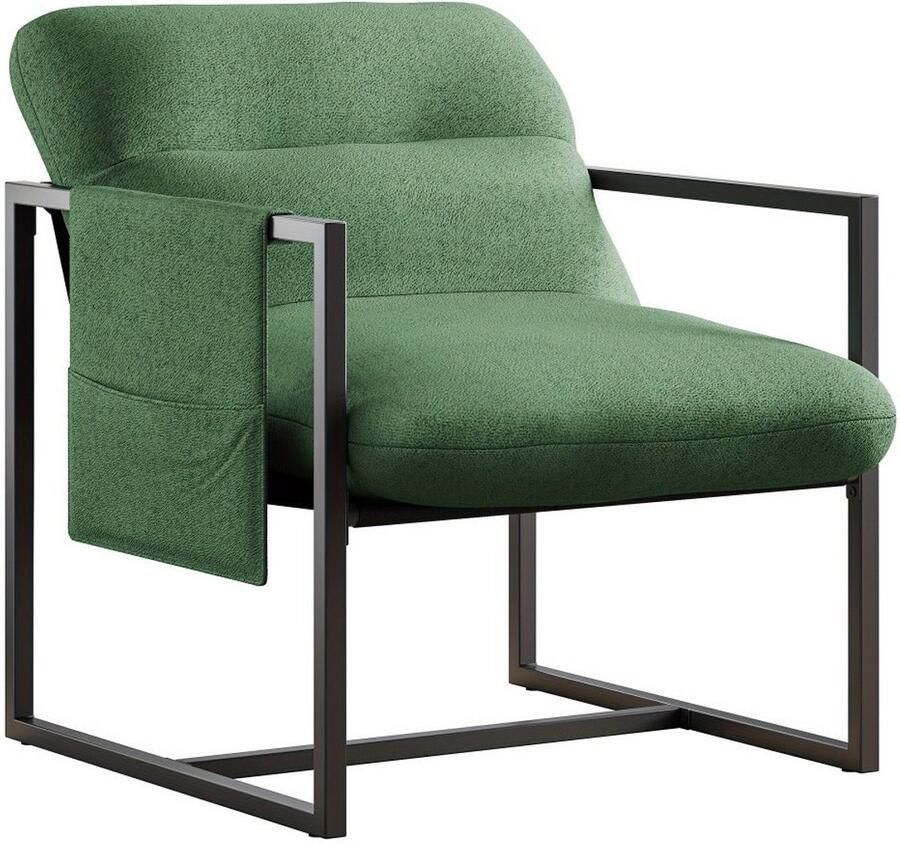 Corenia Fauteuil – Armstoel – Lounge Stoel – Accentstoel – Relaxfauteuil – Sherpa Bekleding – Metalen Frame – Comfortabel – 65x78x80 cm