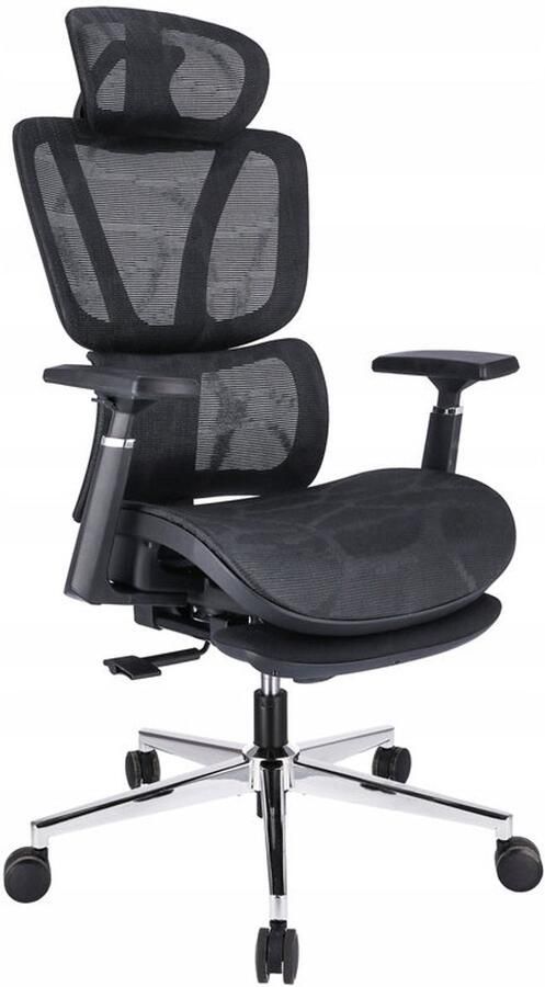 Corenia Fauteuil – Bureaustoel – Relaxstoel – Draaifauteuil – Werkstoel – Ergonomische Hoofdsteun – Verstelbare Voetensteun Zwart